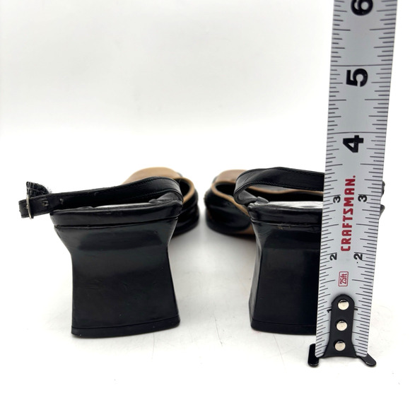 Vintage Harold Powell Block Heel Square Toe Wingtip Sling Back Loafers Women 9AA - Picture 9 of 16